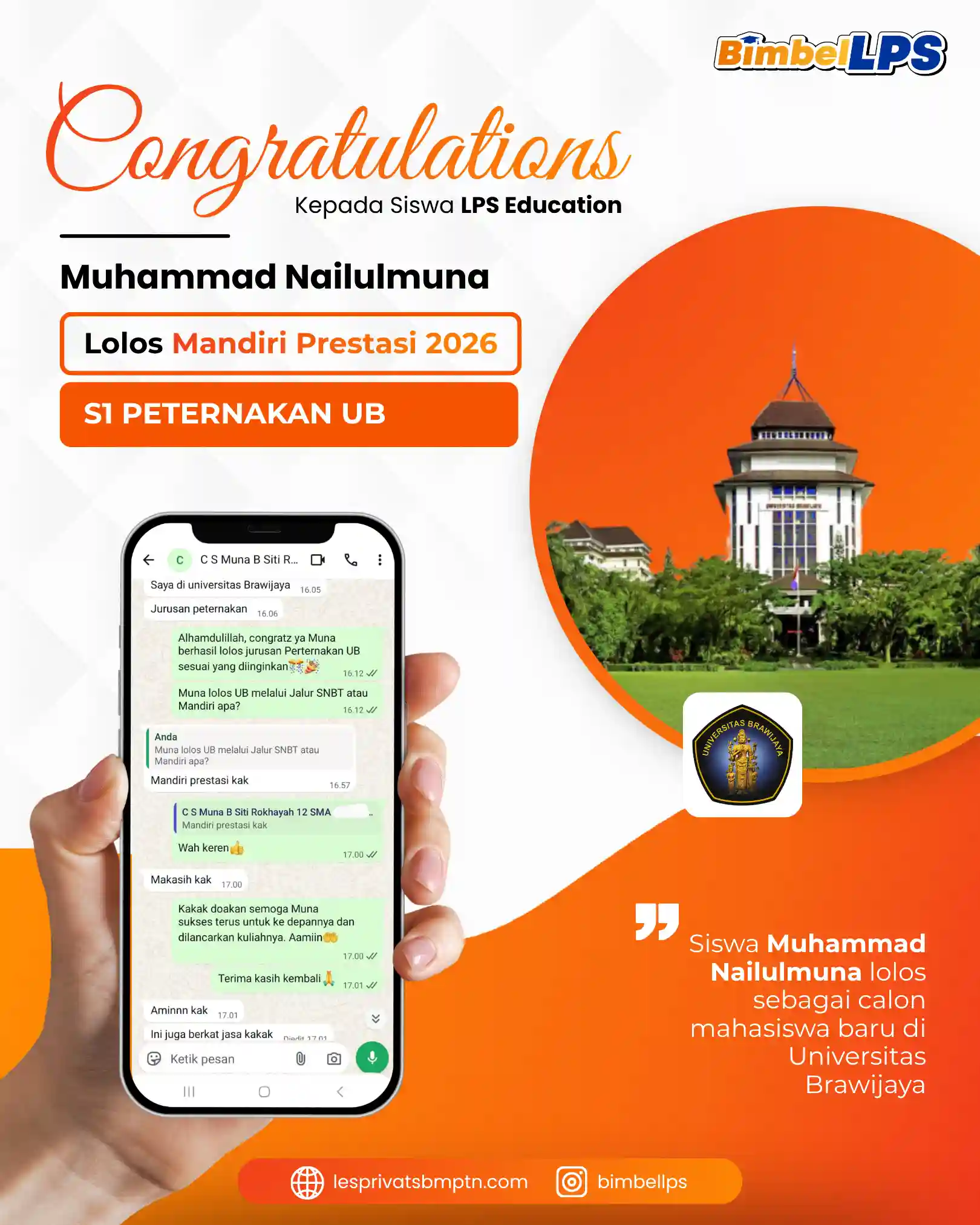 Muhammad Nailulmuna Lolos Mandiri Prestasi 2026 S1 Peternakan UB