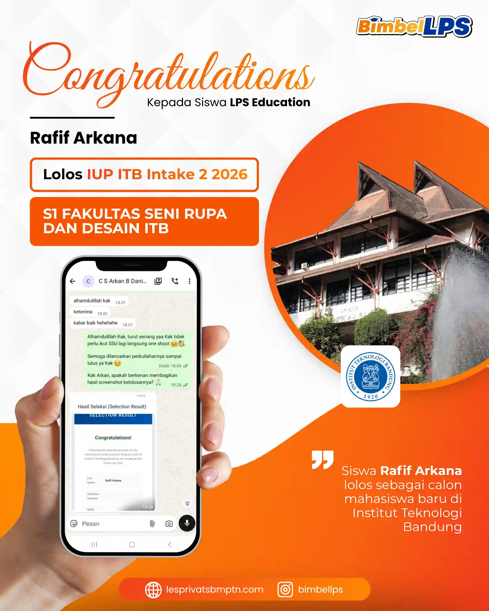Rafif Arkana Lolos IUP ITB S1 Fakultas Seni Rupa dan Desain